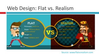 Web	
  Design:	
  Flat	
  vs.	
  Realism
Source:	
  www.flatvsrealism.com
 