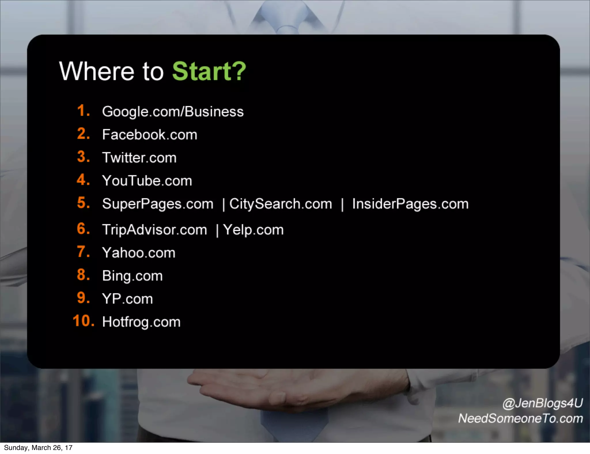 Sunday, March 26, 17
 