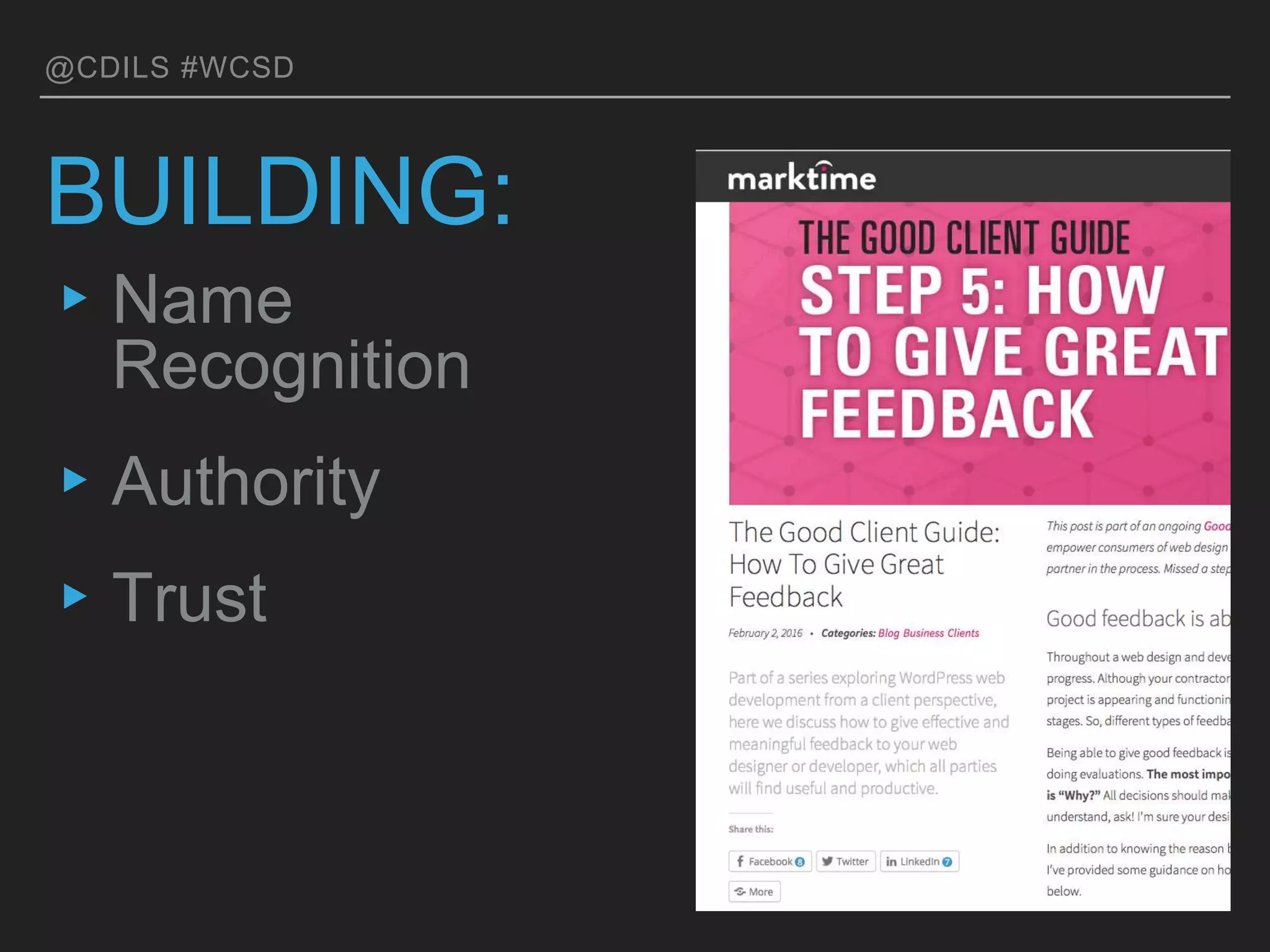 @CDILS #WCSD
▸ Name
Recognition
▸ Authority
▸ Trust
BUILDING:
 