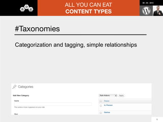 ALL YOU CAN EAT
                  08 : 04 : 2012




CONTENT TYPES




                                   22
 