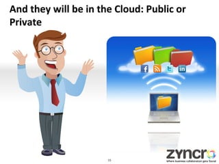 And	
  they	
  will	
  be	
  in	
  the	
  Cloud:	
  Public	
  or	
  
Private	
  




                                     15	
  
 