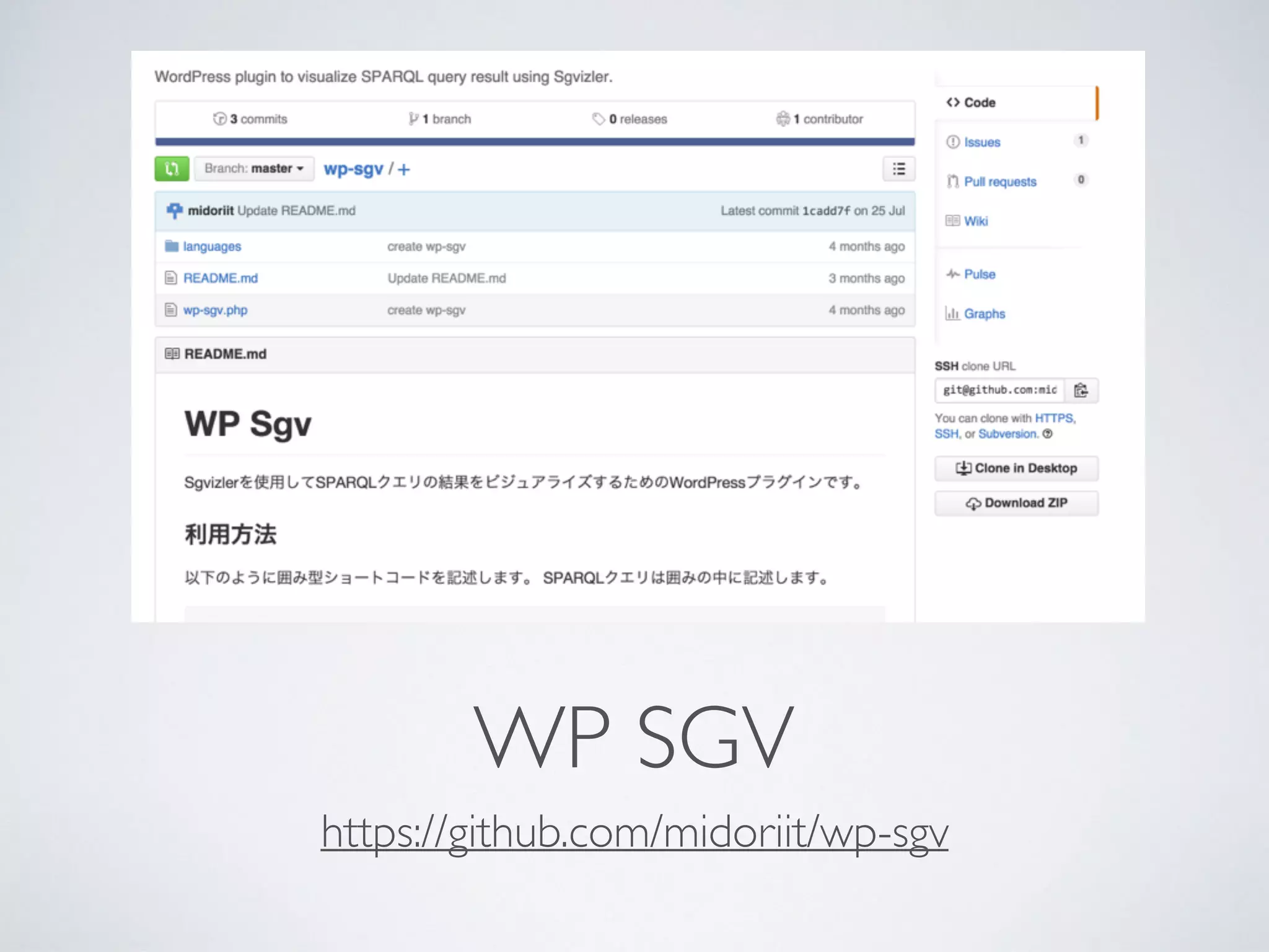 WP SGV
• オープンデータをビジュアライズ
• ショートコードでお手軽挿入可能
• 公式ディレクトリ登録はよ
 