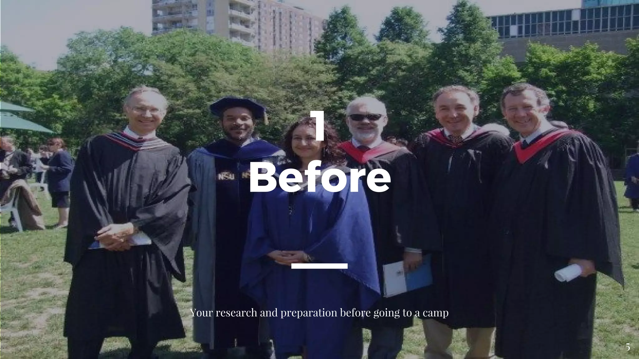 1
Before
Your research and preparation before going to a camp
5
 