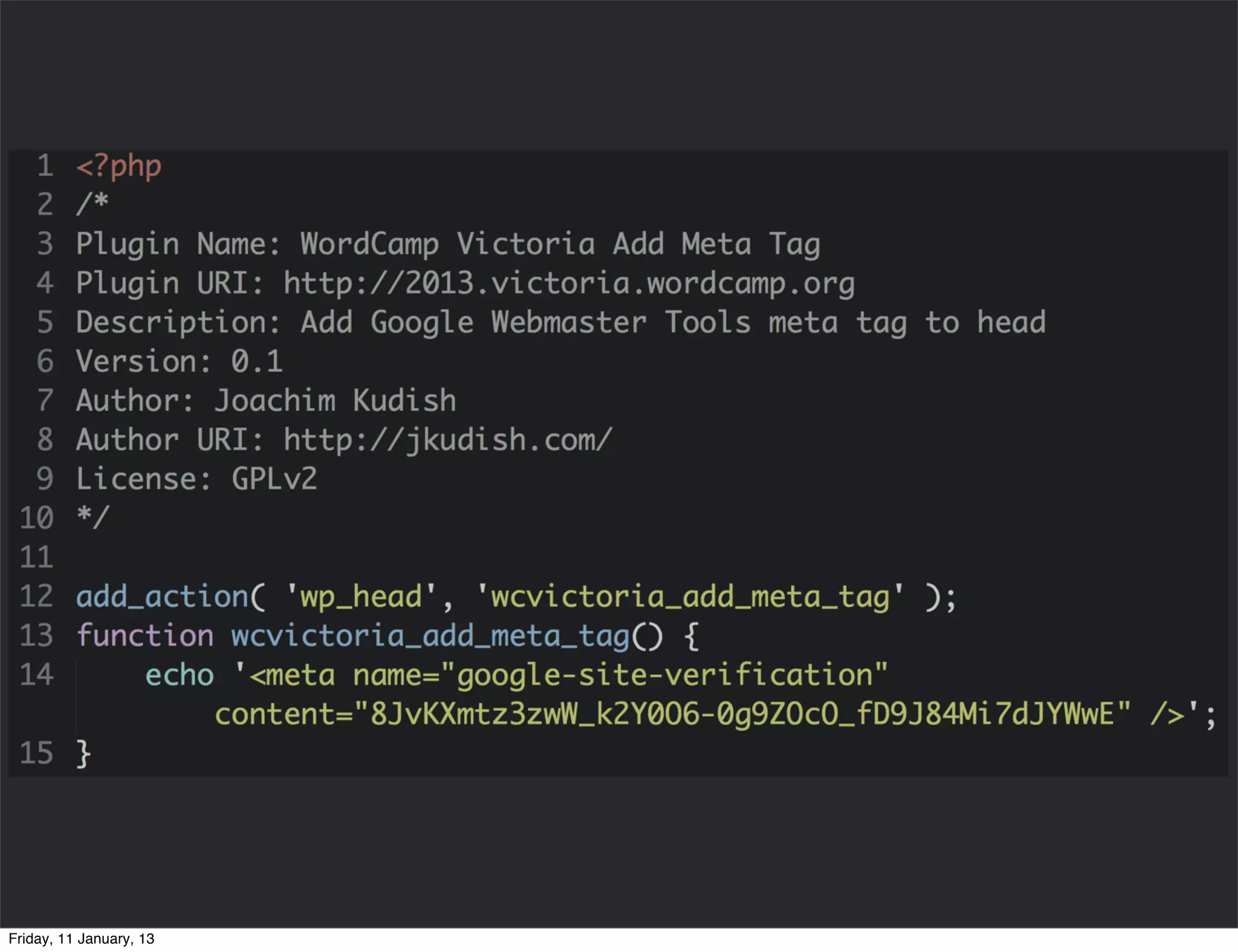 Friday, 11 January, 13
 