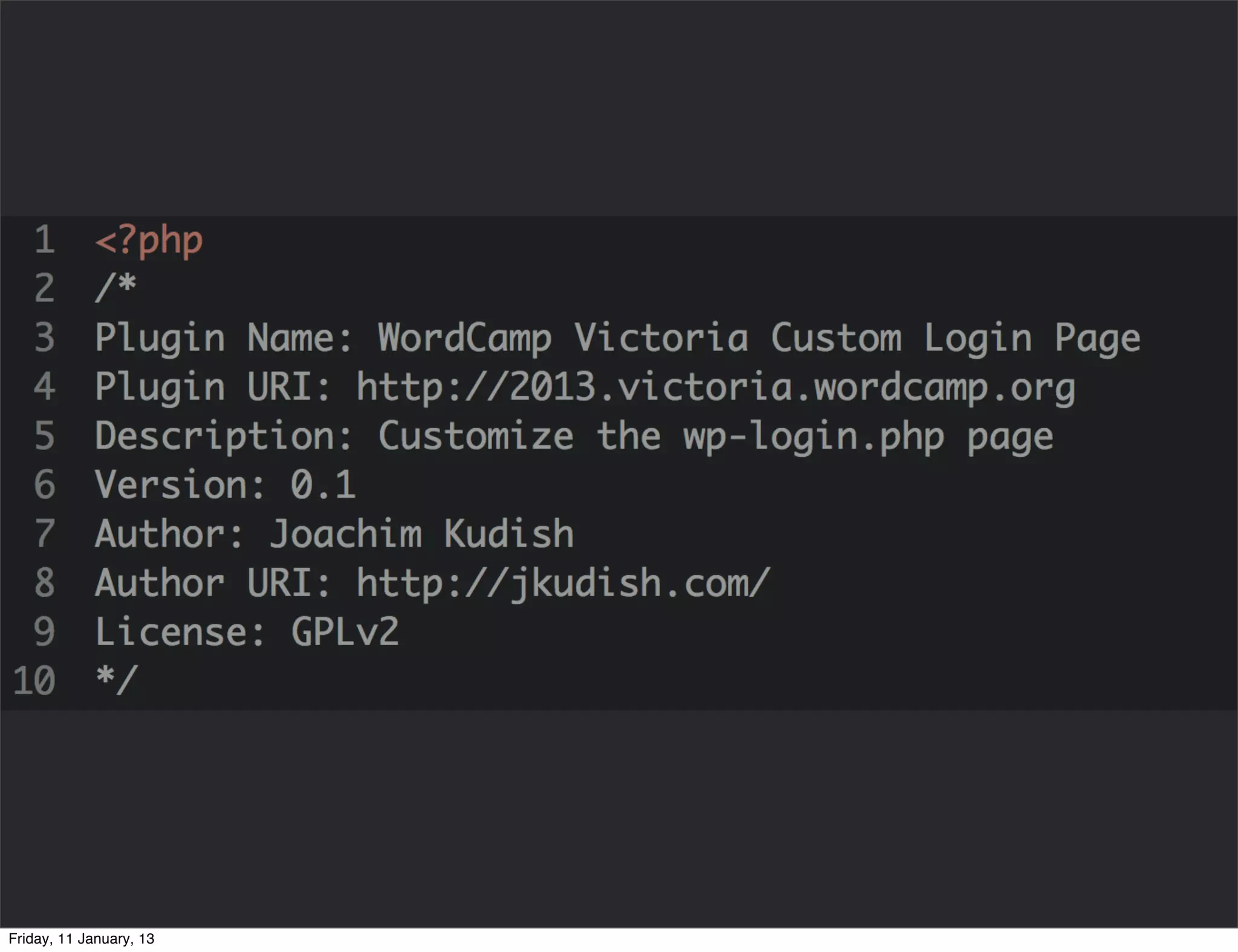 Friday, 11 January, 13
 