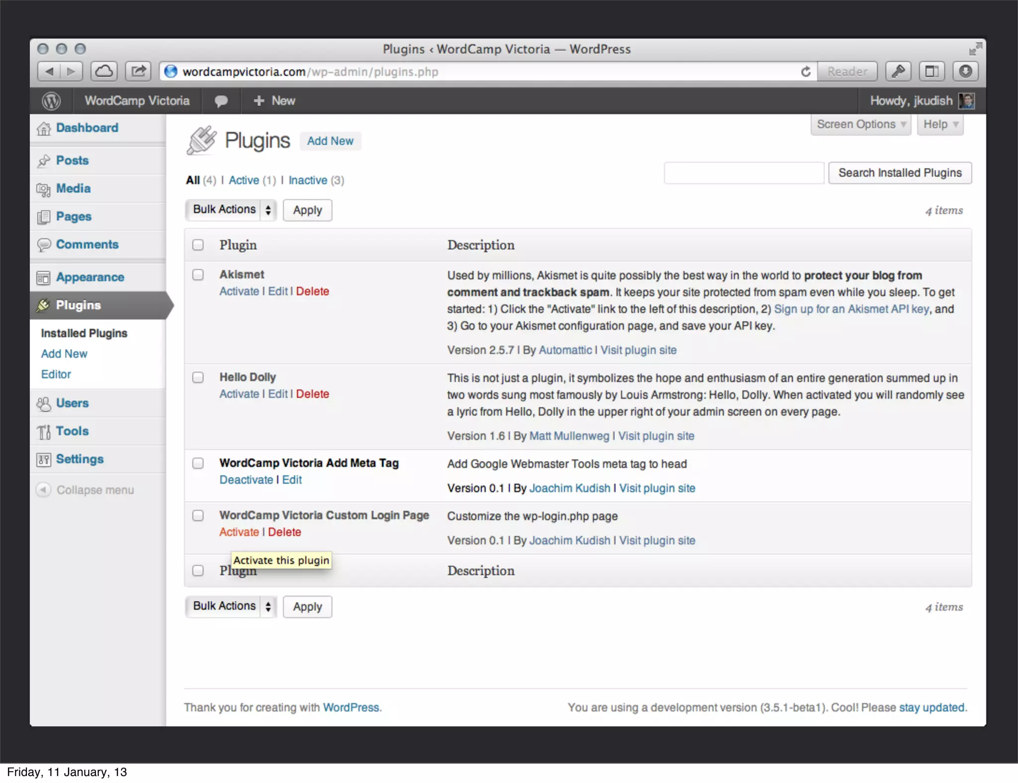 Friday, 11 January, 13
 