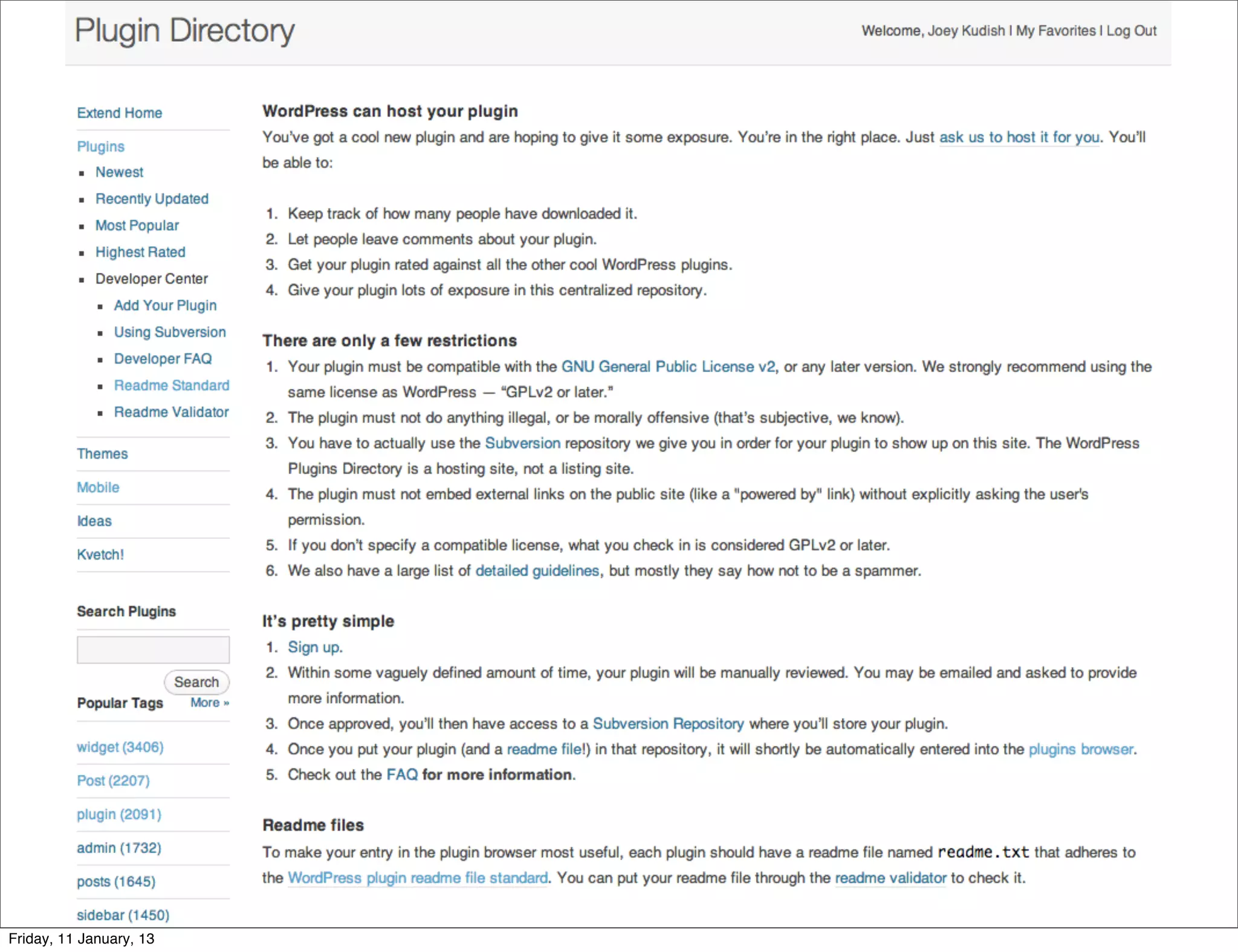 Friday, 11 January, 13
 