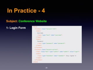 39
In Practice - 4
Subject: Conference Website
1- Login Form
39
 
