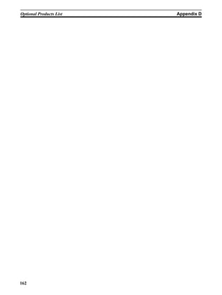 Optional Products List   Appendix D




162
 