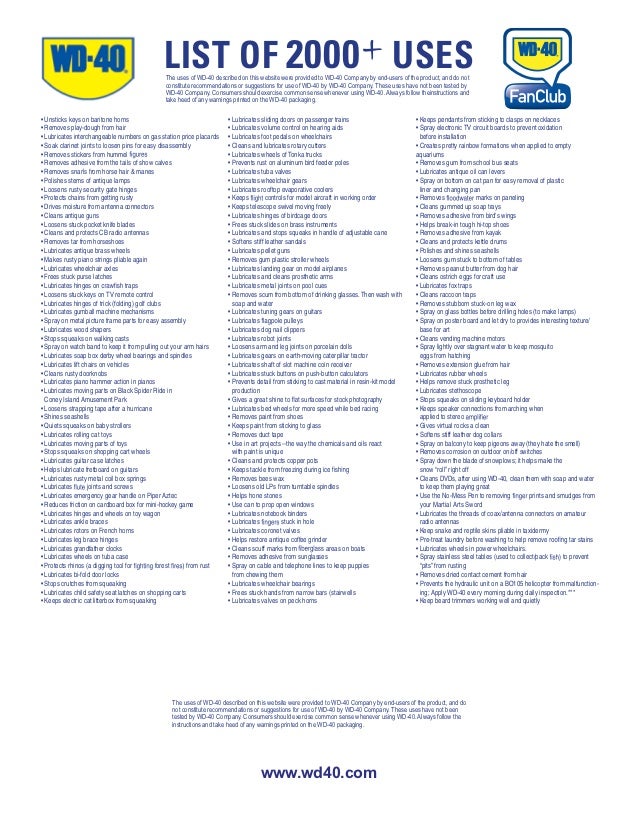 Wd40 2000 uses