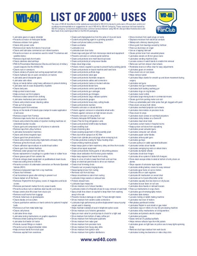 Wd40 2000 uses
