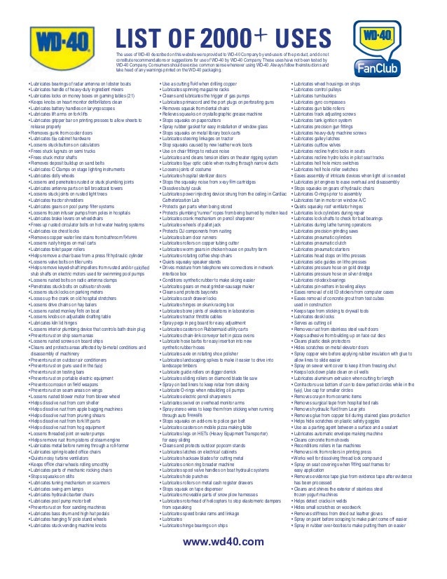 Wd40 2000 Uses