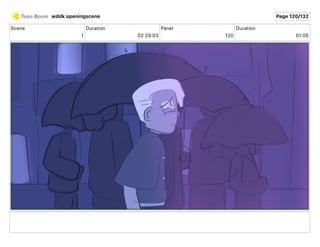 Scene
1
Duration
02 29 03
Panel
120
Duration
01 05
wddk openingscene Page 120/132
 