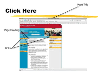 Click Here Links  Page Title Page Headings  