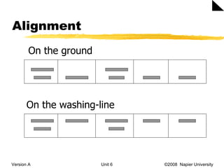 Alignment Version A Unit 6   ©2008  Napier University  On the ground On the washing-line 