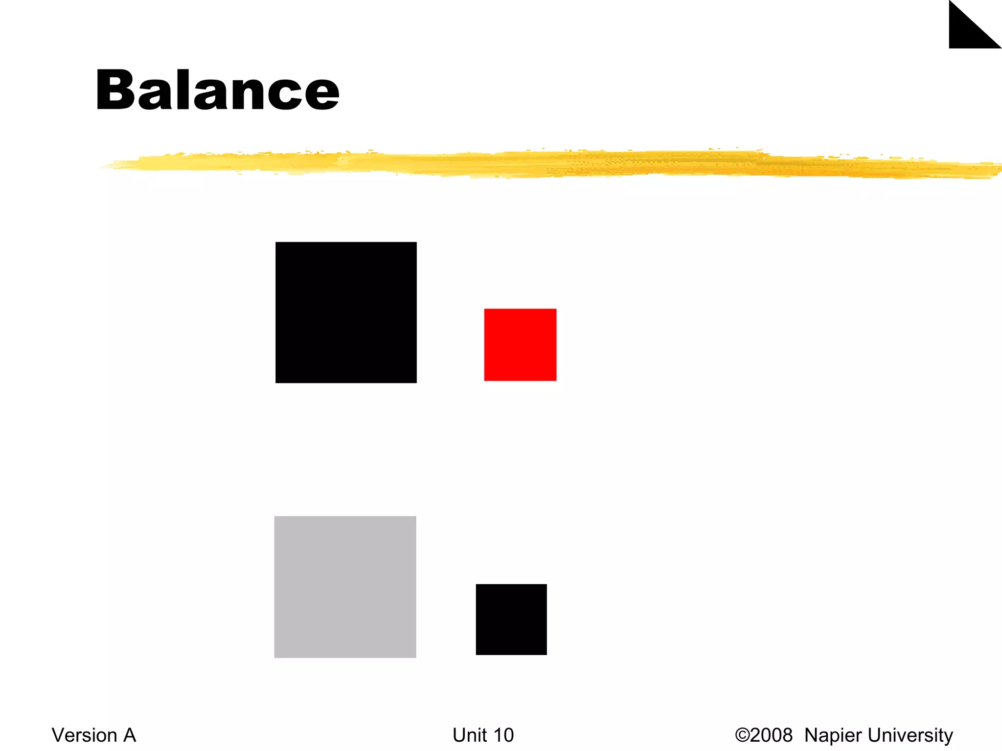 Balance Version A Unit 10   &copy;2008  Napier University  