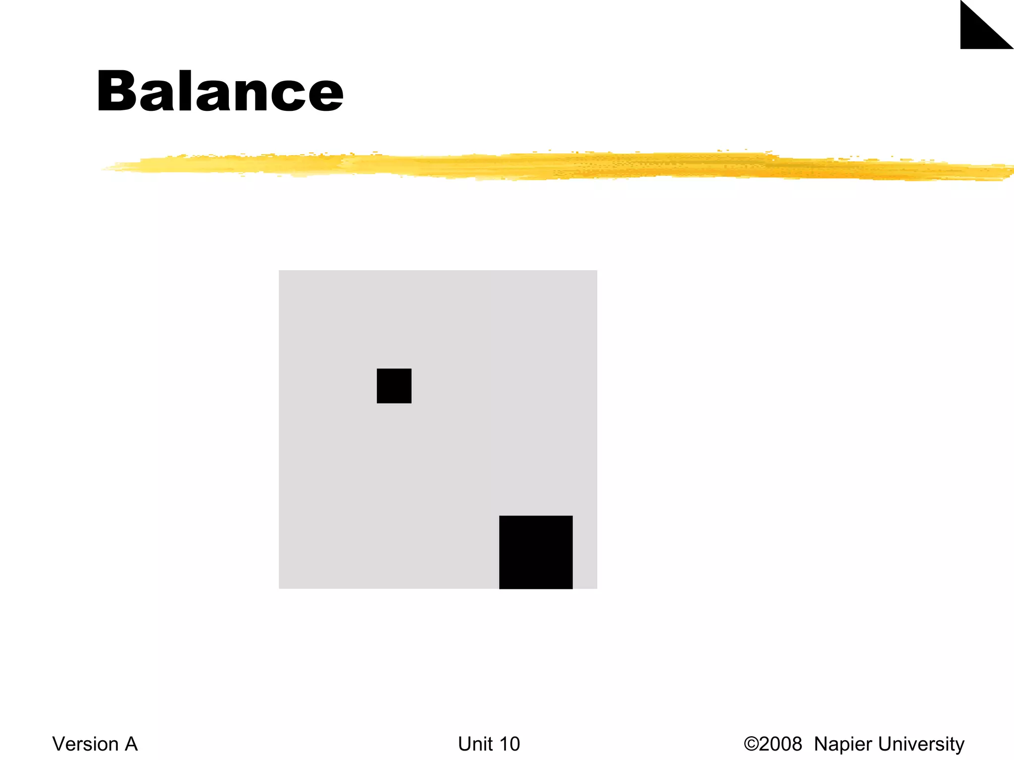 Balance Version A Unit 10   &copy;2008  Napier University  