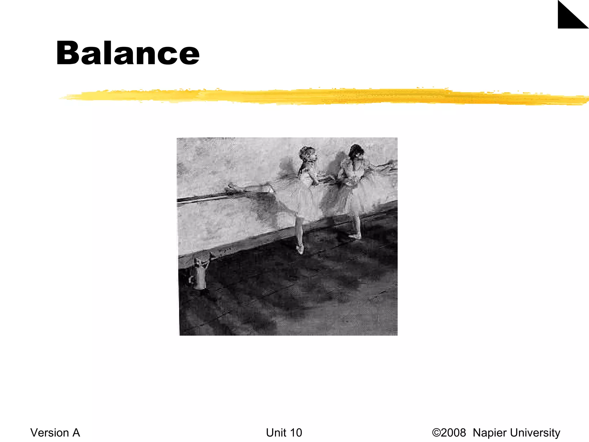 Balance Version A Unit 10   &copy;2008  Napier University  