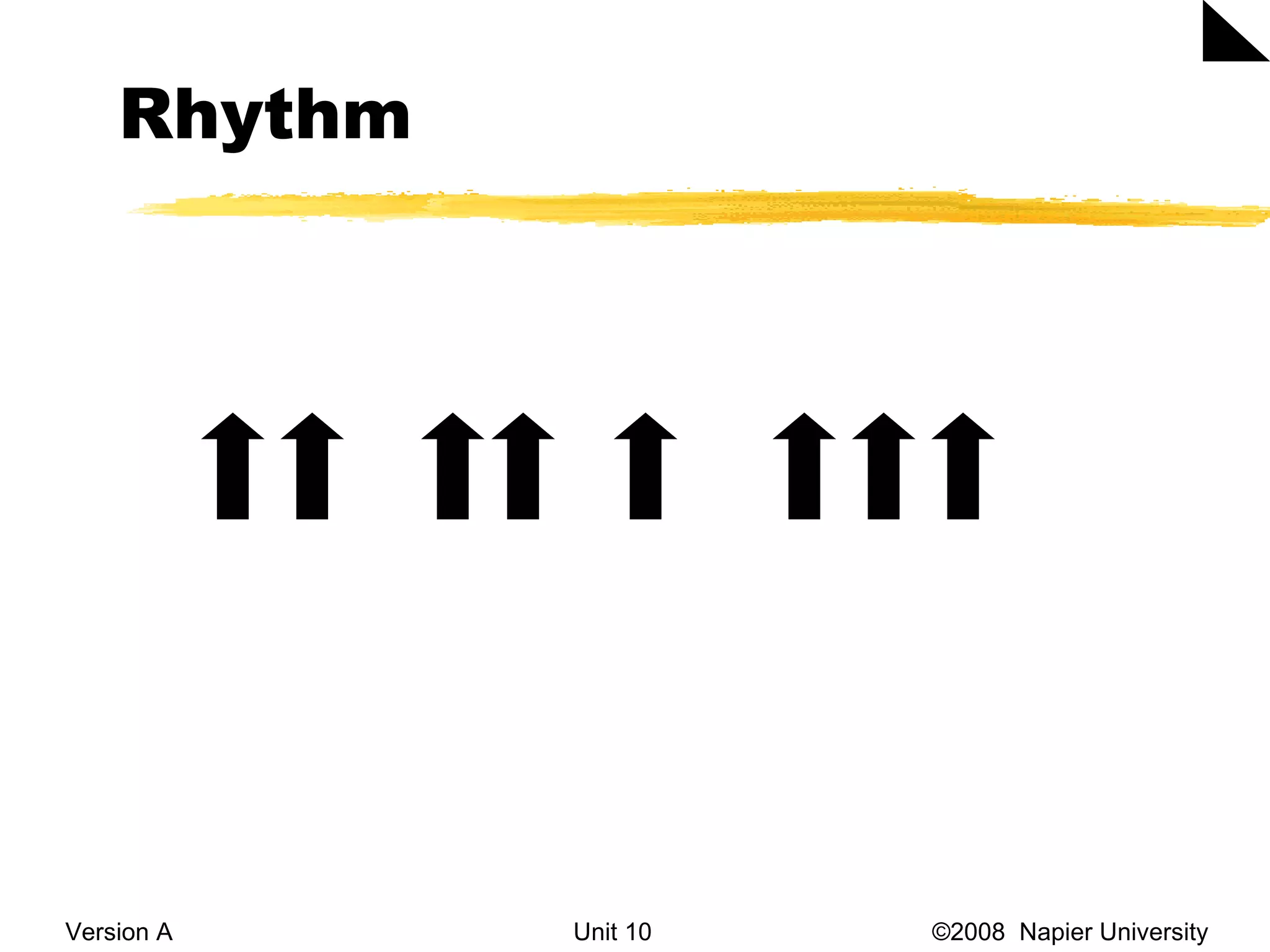 Rhythm Version A Unit 10   &copy;2008  Napier University  