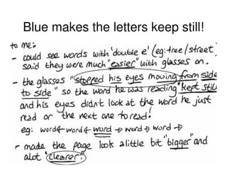 Blue makes the letters keep still!
 