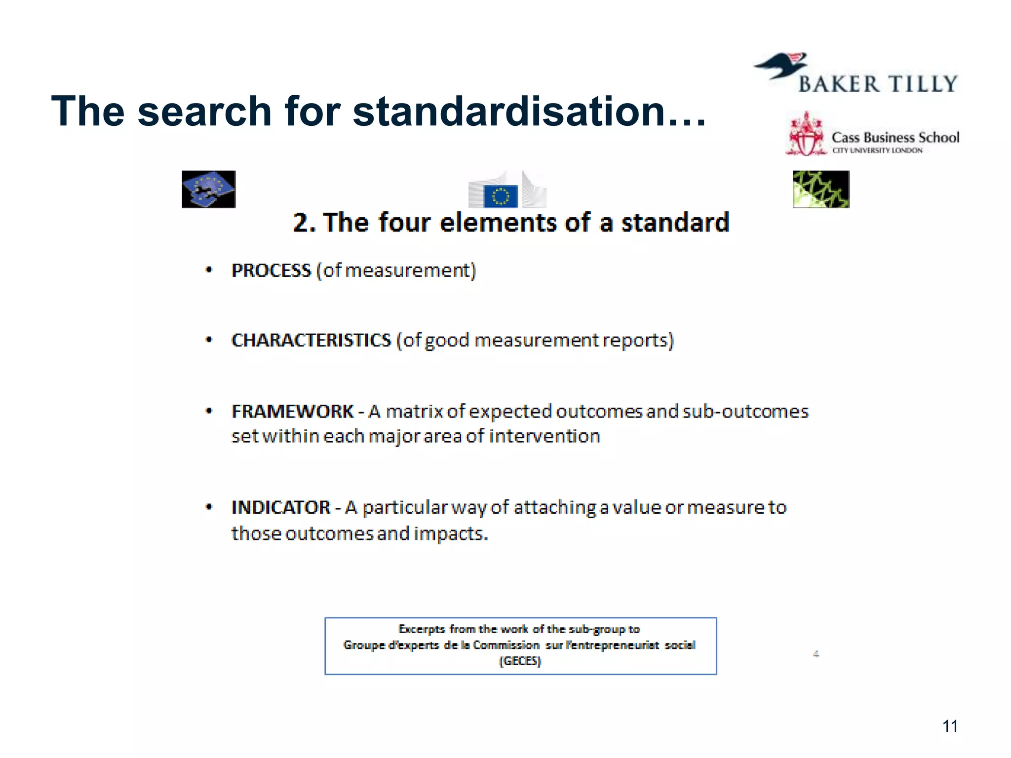 The search for standardisation…
11
 