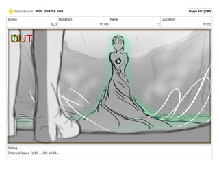 Scene
9_G
Duration
10 00
Panel
2
Duration
01 00
Dialog
Ethereal Voice (V.O) ....My child...
WDL 204 55 v08 Page 102/185
 