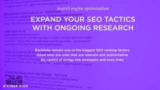 25
UX: Rich media
SEO: Search
engines favour
multimedia
content
 