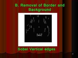 2626
B. Removal of Border and
Background
Sobel Vertical edges
 