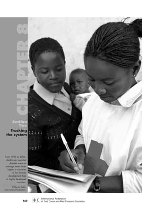 160
Section
Two
Tracking
the system
From 1994 to 2003,
deaths per reported
disaster were on
average seven times
higher in countries
of low human
development than
in highly developed
countries.
© Marko Kokic,
International Federation.
chap08 19.8.2004 11:58 Page 160
 