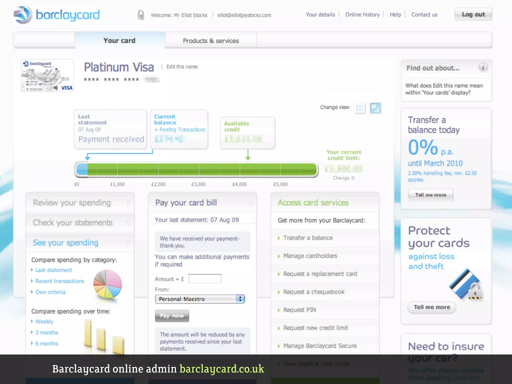 Barclaycard online admin barclaycard.co.uk
 