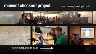 reinvent checkout project lean ux/engineering in action 
from whiteboard to code 
 