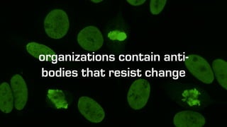 organizations contain anti-bodies 
that resist change 
 