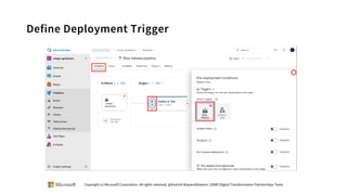 Define Deployment Trigger
Copyright (c) Microsoft Corporation. All rights reserved. @Korkrid Akepanidtaworn, GSMO Digital Transformation Partnerships Team
 