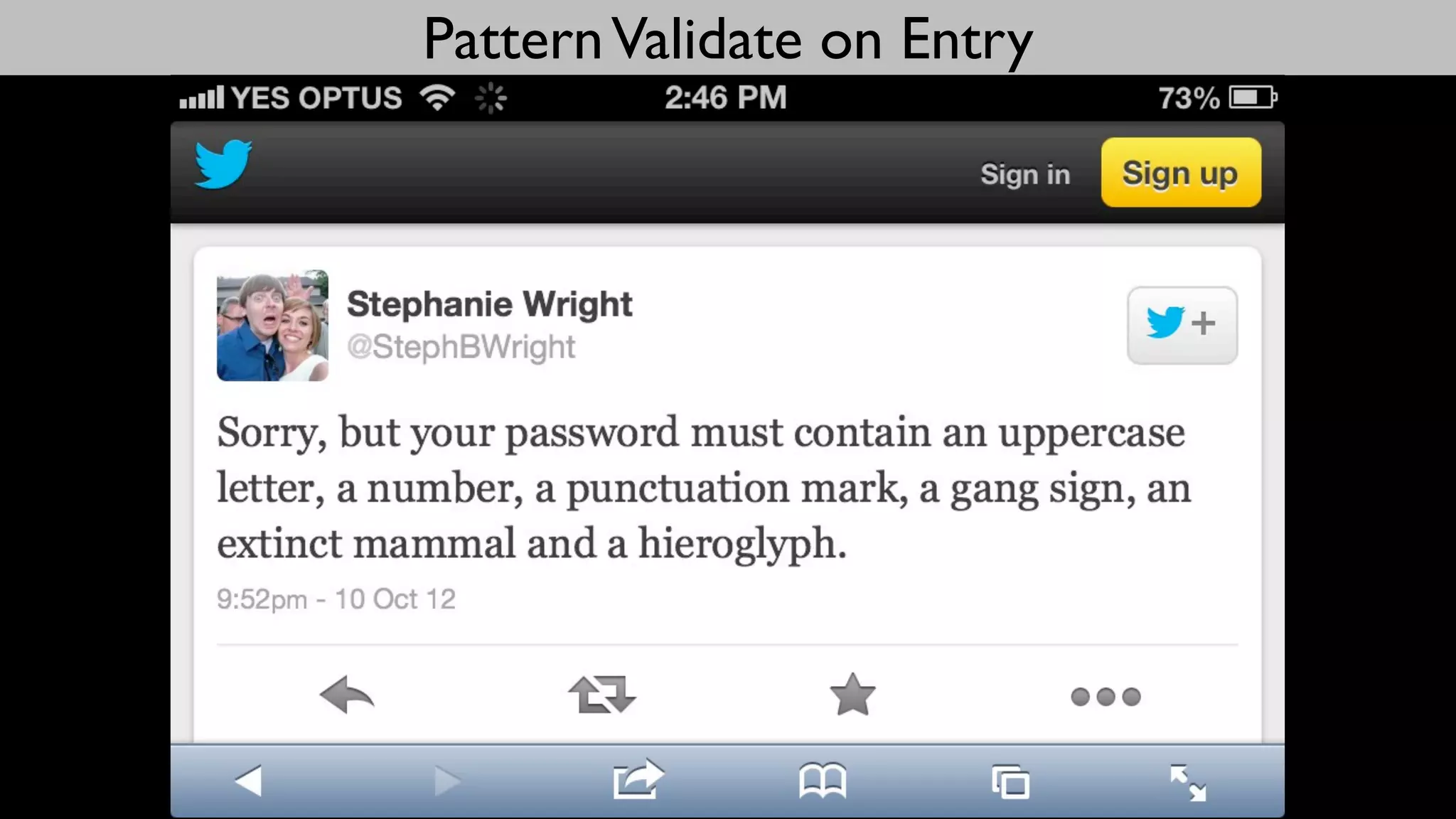 Pattern Validate on Entry
 