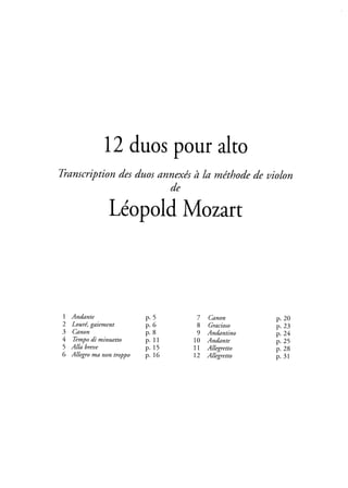 Mozart 12 duos pour viola