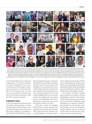 @musicaemercado fb.com/musicaemercado www.musicaemercado.com.br 95
FEIRAS
cia de animosidade entre os nacionais
e importados. “O mercado amadure-
ceu. Foi na ‘madrugada’, mas a maio-
ria já fabrica na China. Agora o merca-
do está ajustado e se desenvolvendo”,
disse.  Ele acrescentou que, em três
anos, os instrumentos nacionais irão
para 30% de share no mercado. “Hoje
são 10%”, concluiu na ocasião.
O MUNDO É AQUI
E,claro,estrangeirosdediversoscantos
do mundo vieram prestigiar o evento,
mostrando que o Brasil continua a me-
nina dos olhos para o setor. Para se ter
ideia, John D’Addario Jr., presidente, e
seu filho John D’Addario III, vice-presi-
dente do gigantesco grupo, estavam no
estande da Musical Express, distribui-
dora das cordas e de outras marcas da
D’Addario Co., como Evans, Rico e Pro-
-Mark. Em primeira mão, eles disseram
que o desafio atual da companhia é le-
var a mesma percepção que se tem das
cordas D’Addario para as suas outras
marcas. Isso significa ter seus nomes
como os mais lembrados em todos os
segmentos em que atuam, seja em pe-
les, baquetas, palhetas ou cabos.
Indo para a parte de tecnologia,
Robert Evans, da Avid, antecipou lan-
çamentos em hardware para  a Namm
2013 e disse estar muito satisfeito com
as oportunidades do mercado no País e
comasaçõesdamarcaporaqui.DaHar-
man, o diretor-geral de vendas para a
AméricaLatinaeCanadádosetorprofis-
sional, Jaime Albors, disse que, após dois
anos de atuação direta no Brasil, “o fatu-
ramentocresceudoisdígitos”,revelou.
Juan Berríos, da Meinl, também
esteve presente na Liverpool, sua nova
distribuidora no Brasil. Chris Adams,
da SSI, esteve na feira, assim como exe-
cutivos da Martin Professional; Hugo
Martellotta, da argentina Tevelam; e
pela primeira vez com estande, a Dre-
am Cymbals, com seu vice-presidente,
Stephen Eelhart, que com a ajuda de
David Kelley  está procurando reposi-
cionar a marca na América Latina.
1. Antonio e Claudia Tonelli (Musical Express) com John D’Addario Jr. (esq.) e John D’Addario III (D’Addario); 2. Rodlfo Sousa (3º da dir. para a esq.) com a banda Tihuana (CapCase); 3. Jean Miranda e Júnior
Guedes (Dean Markley); 4. Damon Waller, Orange, e René Moura (Royal Music); 5. Elisabeth, Charlie e Suzana Chang (Golden); 6. David Kelley e Stephen Eelhart (Dream Cymbals); 7. Dandara e Daniel Fuhrmann
(Fuhrmann); 8. Flavio, Giorgio e Roberto Giannini (Giannini); 9. Raphael Dorta (Fire); 10. Helena Perfoll e Dirceu Kniess (Frahm); 11. Udo Heubeck e Juan Berríos (Meinl); 12. Bruno Garros e Eduardo Muñoz (Martin
Professional); 13. Max Noach, Rogerio Santos, Wagner Santos e Eduardo Patrão (ProShows), junto a Alexandre Algranti (Audio-Technica); 14. Mike Van Der Logt (Lewitt), Jaime Albors (Harman), Frederico Schuch
(JBL Selenium) e Hugo Martellotta (Tevelam); 15. Guillermo Traverso e Josef Valchar (Robe Lighting); 16. Rui Nalin (Eros Alto-falantes); 17. Ricardo kawasaki (CV Audio); 18. Guilhermo Distefano (Decomac);
19. Bruno Ramires (Cajon Pithy); 20. Daniel Toledo (Dan Amp); 21. Rodolfo Rocha (Elixir); 22. Vitor Menezes (FSA Cajon); 23. Durval Rossetto (Free Sax’s); 24. Everton Waldman (Equipo); 25. Takashi Fujita
(Yamaha); 26. Alberto Batista Jr. (Deval); 27. Rosa Dana (DR String); 28. Armando Aronne (Gluck Pianos); 29. Gisele B. Goldstein (Xtrene Ears); 30. Eduardo Sá Machioro (Elite Led); 31. Silvio Tonelli (Prime Music)
mm63_expomusic.indd 95 31/10/12 17:13
 