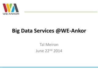 Big Data Services @WE-Ankor
Tal Meiron
June 22nd 2014
 