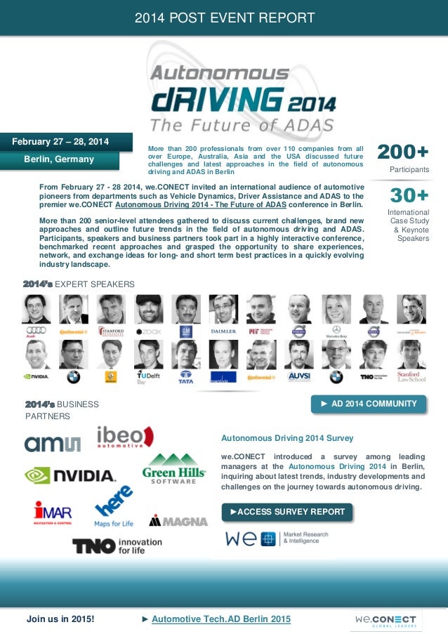Autonomous Driving 2014 The Future of ADAS Post Event Report