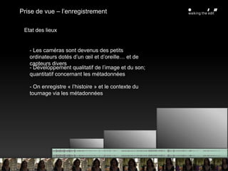Prise de vue – l’enregistrementPelliculeVidéo analogiqueAppareils numériqueVidéo numériqueMétadonnéesMétadonnéestMétadonnées