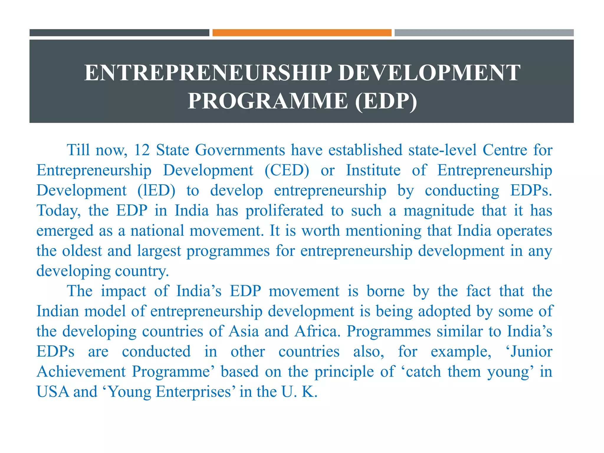 Entrepreneurship Development Programme (EDP) | PPTX | Business ...