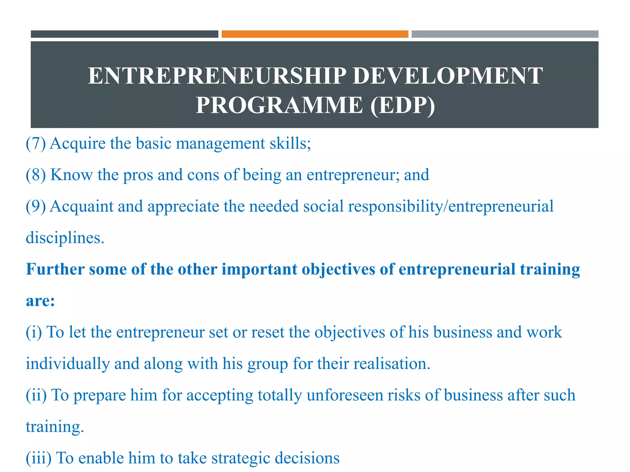 Definition Of Entrepreneurial Development Programme Entrepreneurship Development Programme (EDP) | PPTX | Business