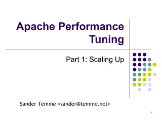 Apache Performance Tuning Part 1: Scaling Up Sander Temme <sander@temme.net> 