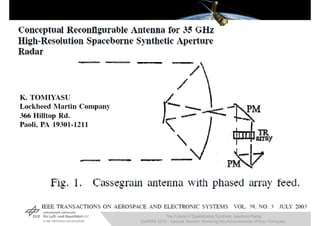The Future of Spaceborne Synthetic Aperture Radar
IGARSS 2010 - Special Session Honoring the Achievements of Kiyo Tomiyasu
 
