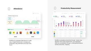 0
1
0
2
Attendance Productivity Measurement
We360.ai's contactless attendance is a safe,
easy, budget-friendly way to mana...