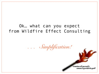 Ok… what can you expect
from Wildfire Effect Consulting
. . . Simplification!
 