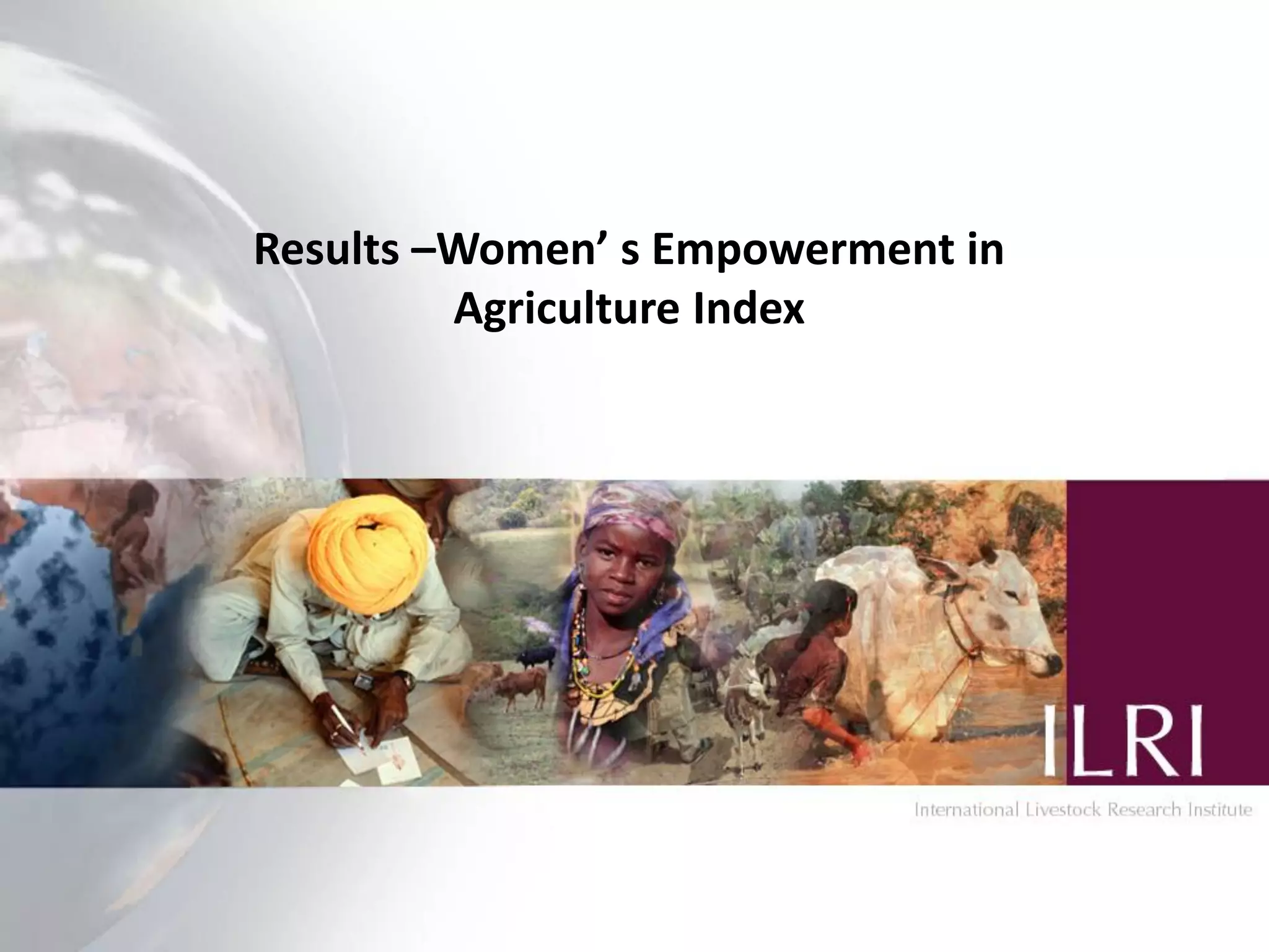 Results –Women’ s Empowerment in
         Agriculture Index




                                   13
 