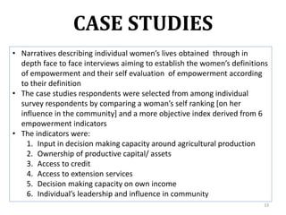 Evaluating the impacts of livestock microcredit and value chain programs on women's empowerment using the Women's Empowerment in Agriculture Index (WEAI)