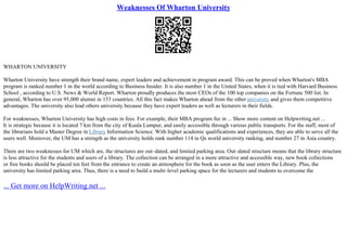Weaknesses Of Wharton University | PPT