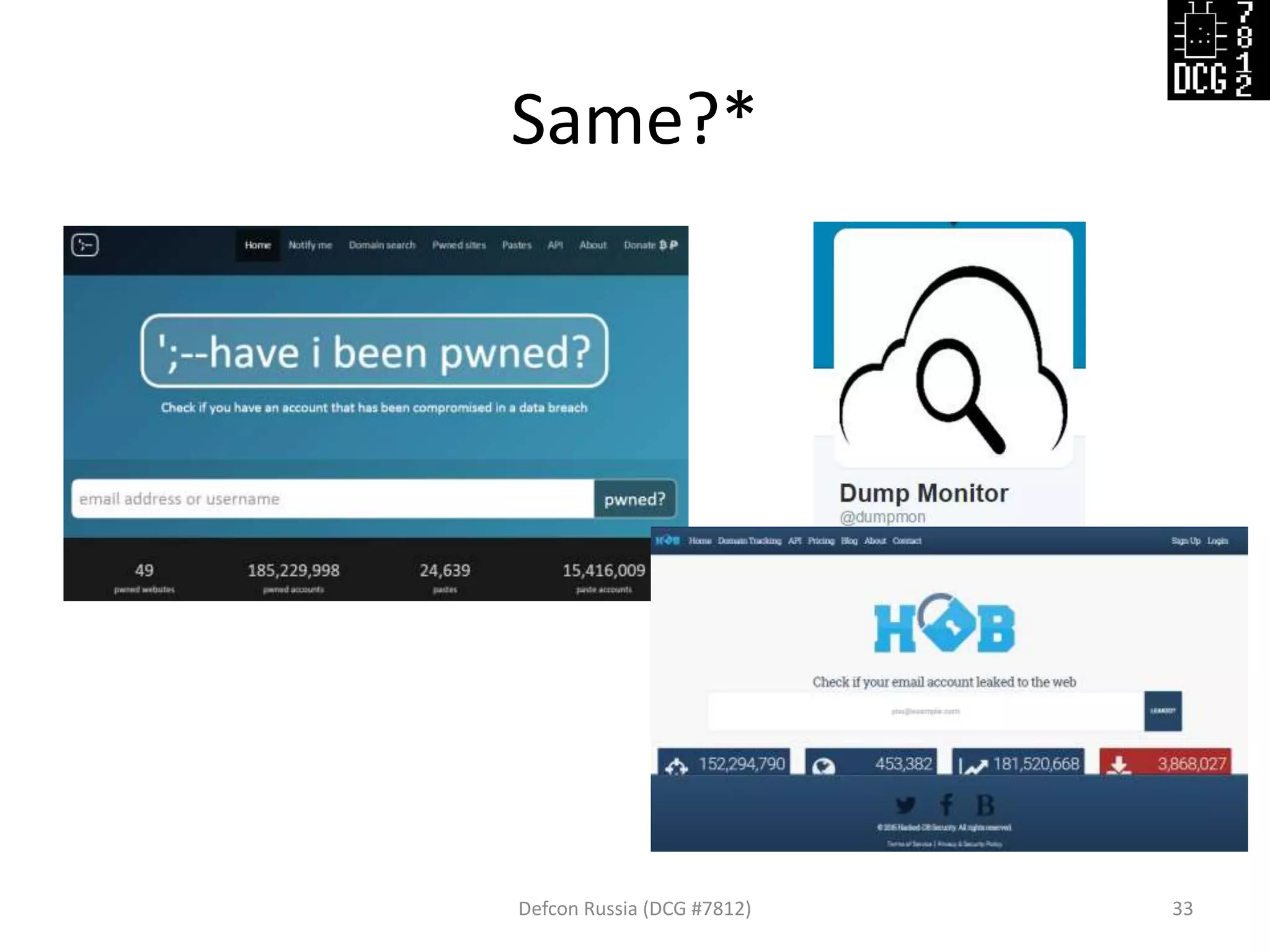 Same?*
Defcon Russia (DCG #7812) 33
 