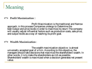 profit maximization vs wealth maximization